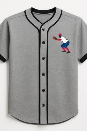 Baseball Player Catching Silhouette Baseball Jersey