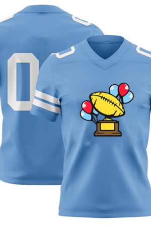 Football Trophy With Balloons And Confetti American Football Jersey